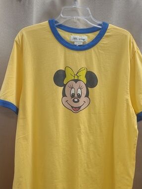 Disney Yellow Minnie Mouse Ringer Tee for Kids made Portugal